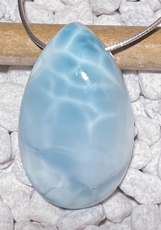 Larimar Trommelstein Edelstein Schmuck Ketten Anhänger - A Qualität #7021