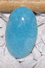 Larimar Trommelstein Edelstein Schmuck Ketten Anhänger - A Qualität #7026