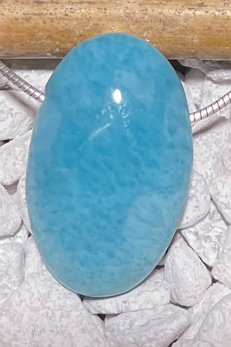 Larimar Trommelstein Edelstein Schmuck Ketten Anhänger - A Qualität #7026