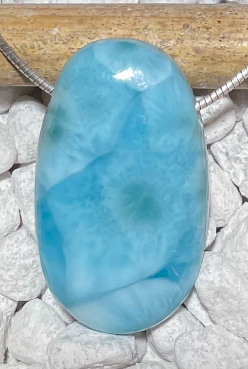 Larimar Trommelstein Edelstein Schmuck Ketten Anhänger - A Qualität #7015
