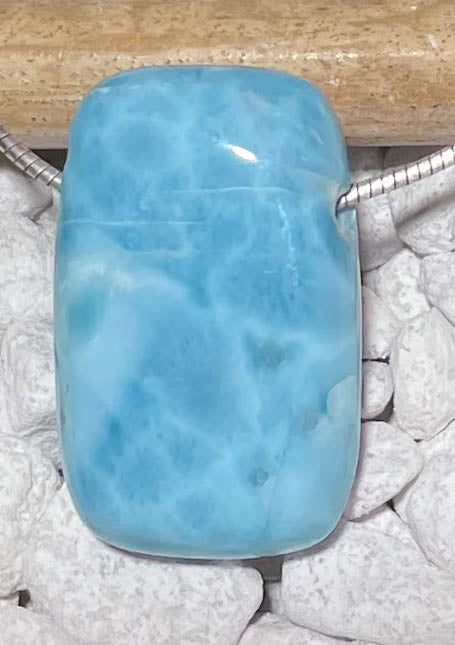 Larimar Trommelstein Edelstein Schmuck Ketten Anhänger - A Qualität #7027