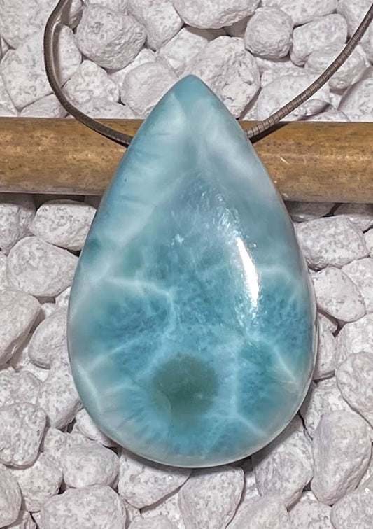 Larimar Trommelstein Edelstein Schmuck Ketten Anhänger - A Qualität #6928