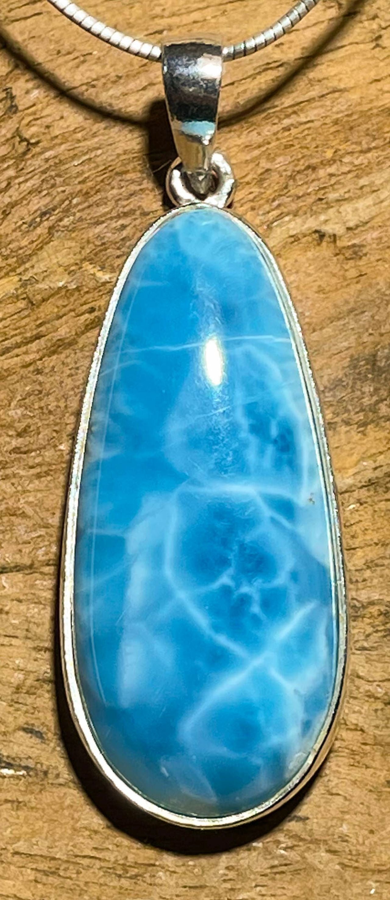 Larimar Anhänger - Atlantisstein - Edelstein - AAA Qualität - 925er Silber Schmuck #7244