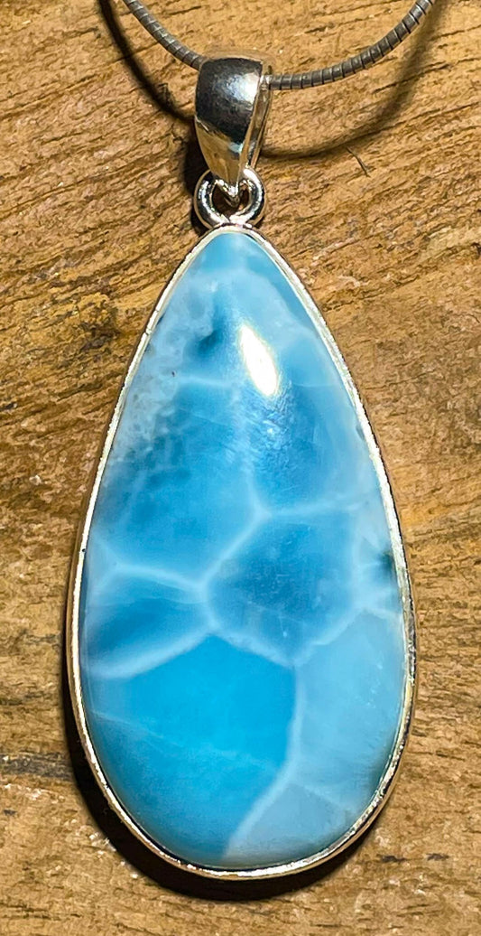 Larimar Ketten Anhänger - Atlantisstein - Edelstein - AAA Qualität - 925er Silber Schmuck #7249