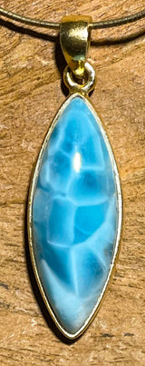 Larimar Ketten Anhänger 24K vergoldet - Atlantisstein - Edelstein - AAA Qualität - 925er Silber Schmuck #7240