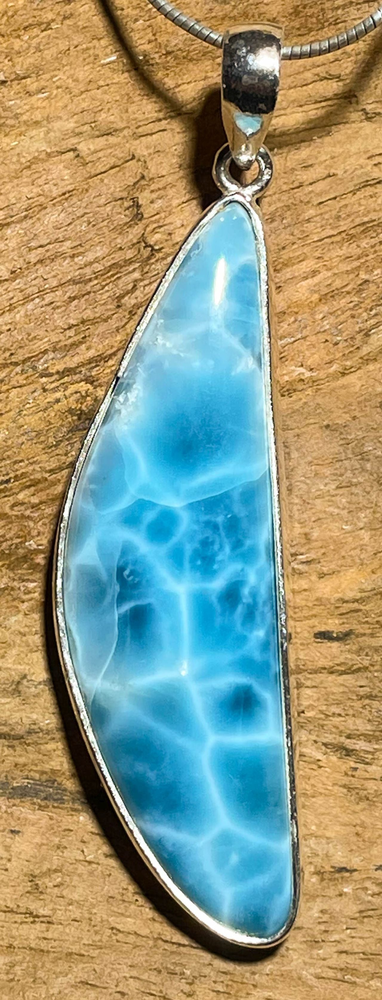 Anhänger mit Larimar - Atlantisstein - Edelstein - Schmuck Silberanhänger - AAA Qualität - 925er Silber #6408