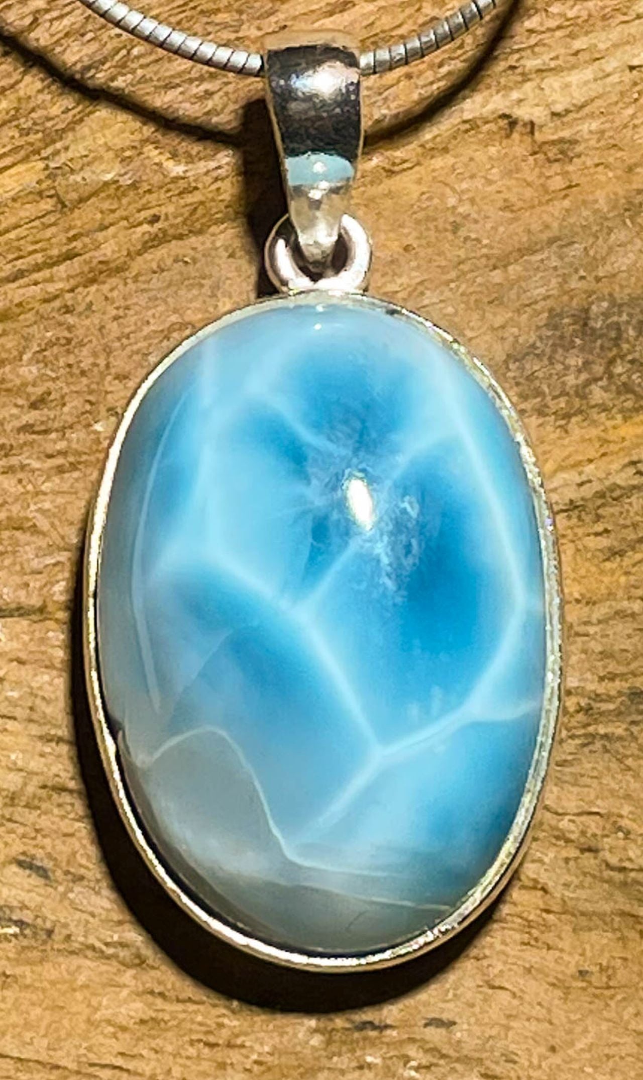 Larimar Ketten Anhänger - Atlantisstein - Edelstein - AAA Qualität - 925er Silber Schmuck #6413