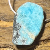 Larimar Rohstein Trommelstein Ketten Anhänger Atlantisstein - Edelstein Schmuck - A Qualität #6943