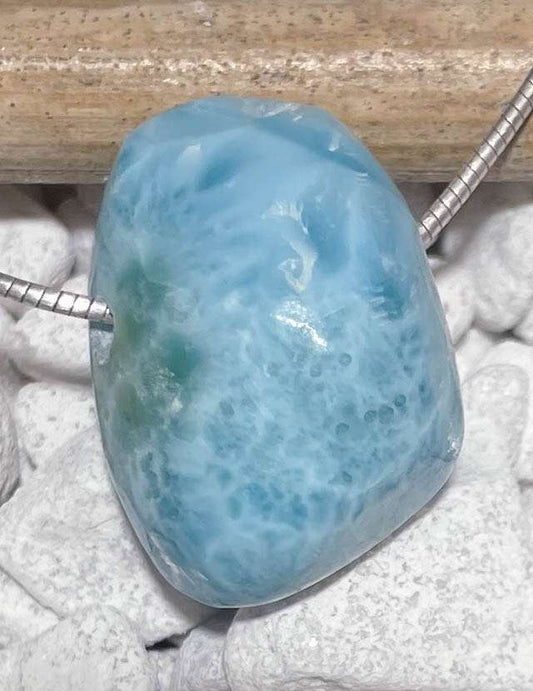 Larimar Trommelstein Schmuck Anhänger Atlantisstein - Edelstein A Qualität #6873