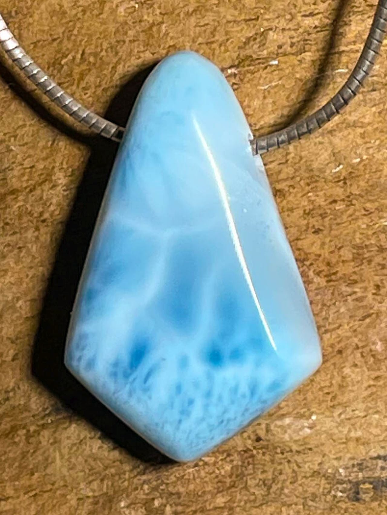 Larimar Trommelstein Edelstein Schmuck Ketten Anhänger - A Qualität #7029