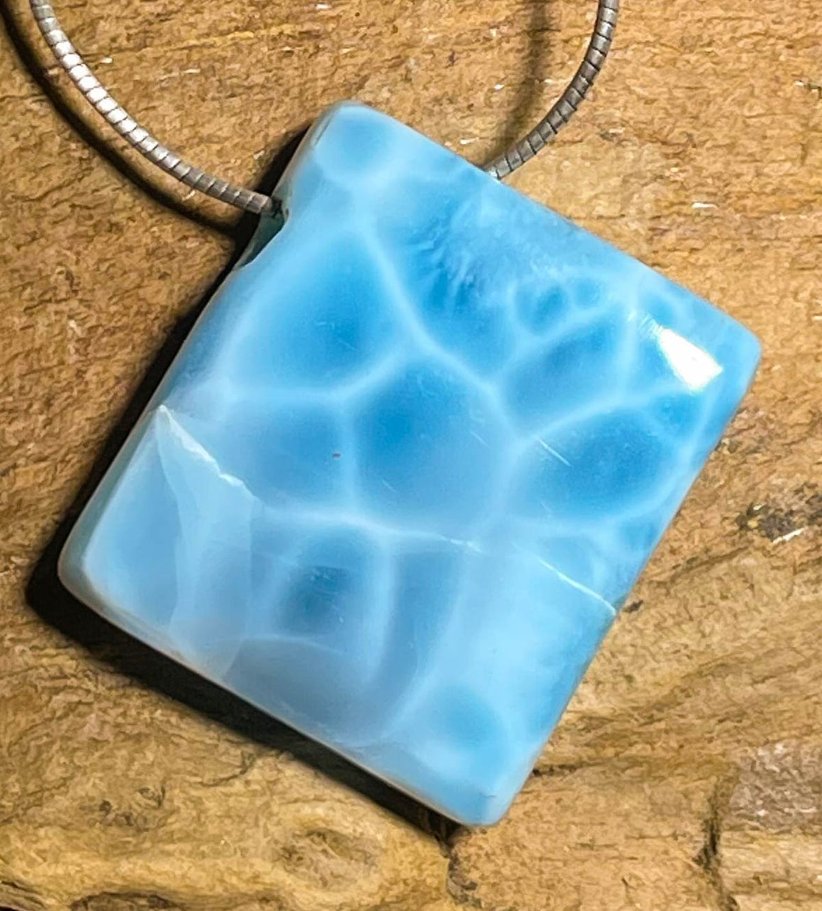 Larimar Trommelstein Schmuck Anhänger Atlantisstein - Edelstein A Qualität #6642