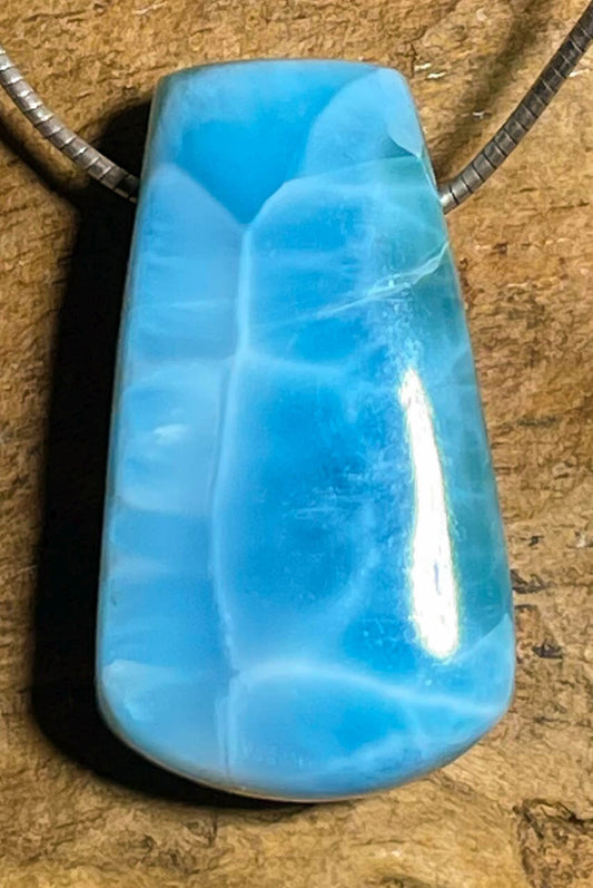 Larimar Trommelstein Edelstein Schmuck Ketten Anhänger - A Qualität #7019