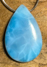 Larimar Tumbled Stone Necklace Pendant Atlantis Stone - Gemstone Jewelry A Quality #5058
