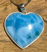 Herz Anhänger mit Larimar - Atlantisstein - Edelstein - Silberanhänger - A Qualität - 925er Silber Schmuck #7265