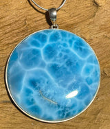 XXL Larimar Ketten Anhänger - Atlantisstein - Edelstein - Silber Schmuck - AAA Qualität - 925er Silber Schmuck #7250