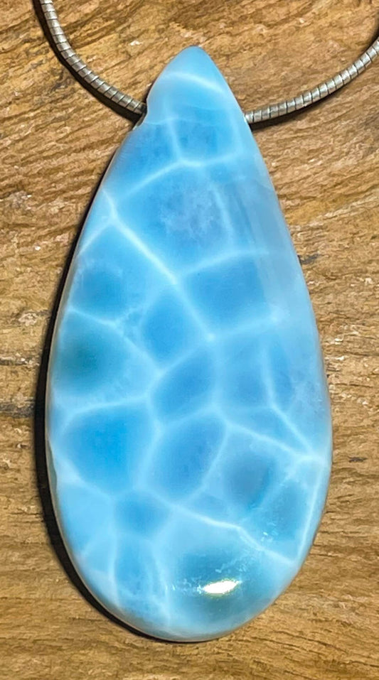 Larimar Trommelstein Schmuck Anhänger Atlantisstein - Edelstein A Qualität #6654