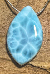 Larimar Trommelstein Edelstein Schmuck Ketten Anhänger - A Qualität #7012