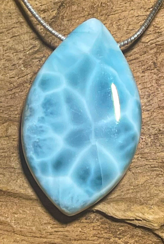 Larimar Trommelstein Edelstein Schmuck Ketten Anhänger - A Qualität #7012