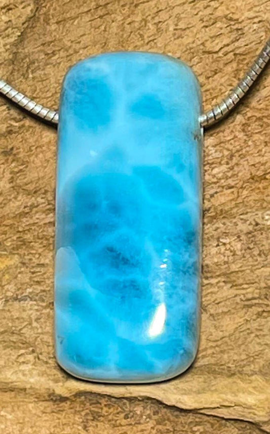 Larimar Trommelstein Edelstein Schmuck Ketten Anhänger - A Qualität #5353