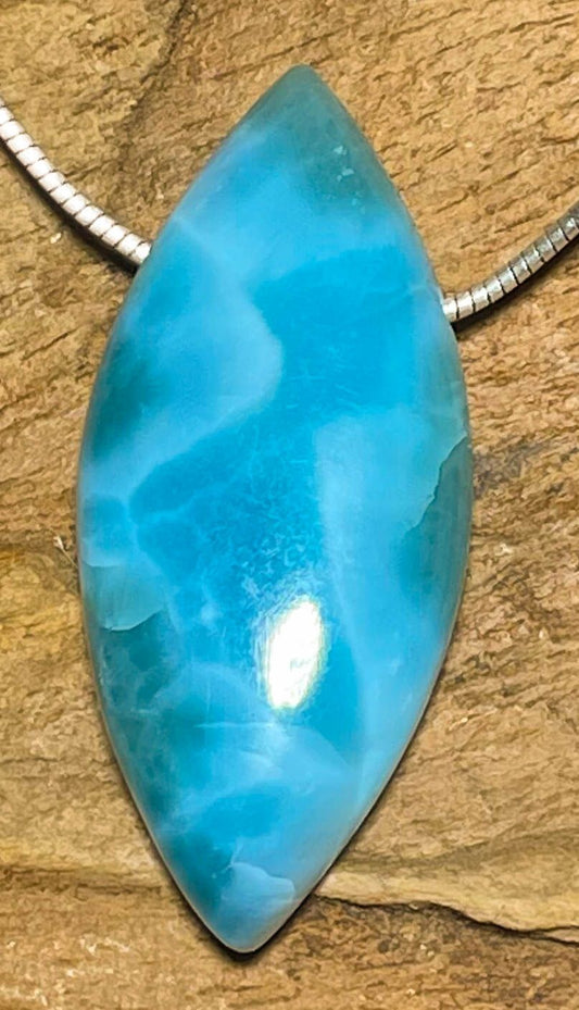 Larimar Trommelstein Edelstein Schmuck Ketten Anhänger - A Qualität #6931