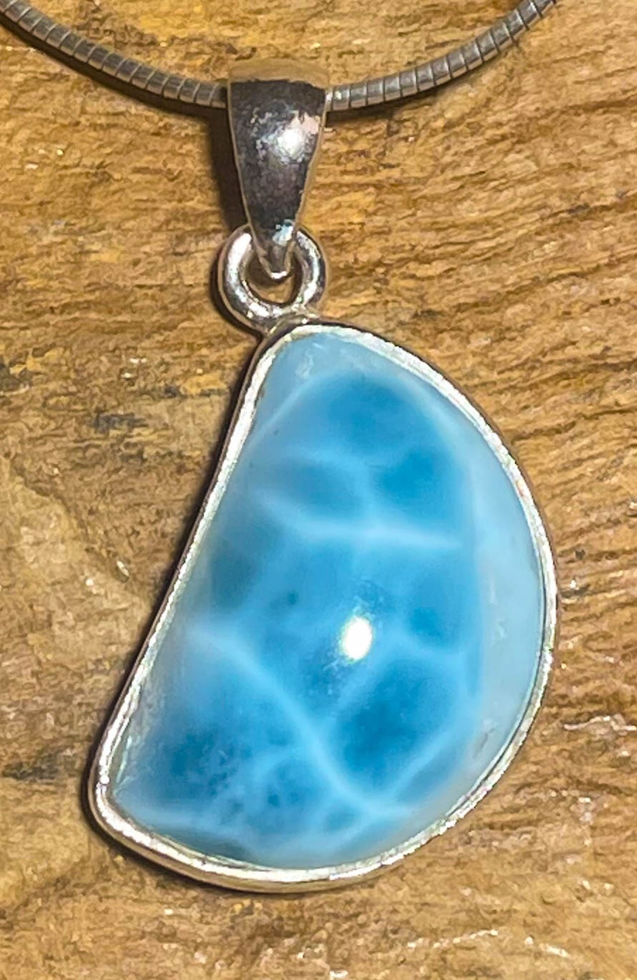 Larimar Schmuck Ketten Edelstein Anhänger - Atlantisstein AAA Qualität - 925er Silber #7269