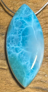 Colgante de larimar pulido, piedra de la Atlántida - Joyería de piedras preciosas, calidad A #7276