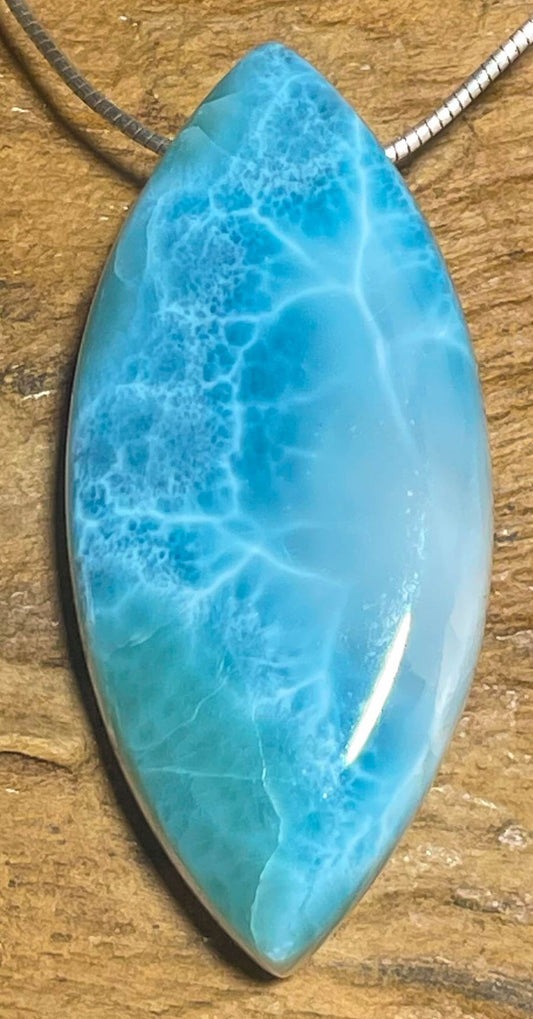 Larimar Trommelstein Anhänger Atlantisstein - Edelstein Schmuck A Qualität #7276