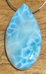 Larimar Trommelstein Anhänger Atlantisstein - Edelstein Schmuck A Qualität #7281