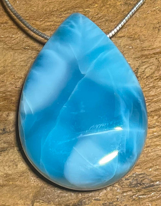 Larimar Trommelstein Anhänger Atlantisstein - Edelstein Schmuck A Qualität #7289 - Kopie
