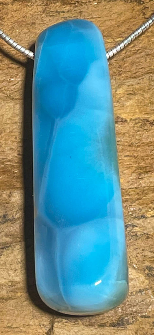 Larimar Trommelstein Anhänger Atlantisstein - Edelstein Schmuck A Qualität #7277