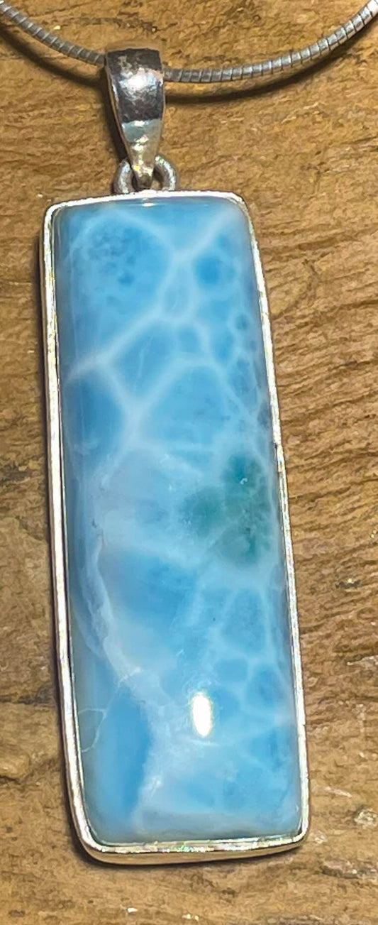 Larimar Schmuck Ketten Edelstein Anhänger - Atlantisstein AAA Qualität - 925er Silber #7267