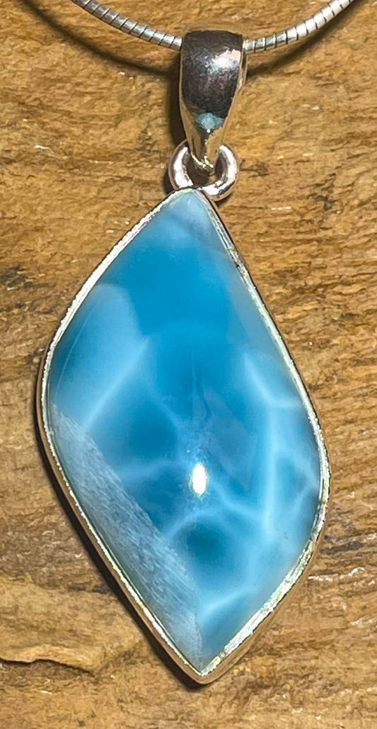 Larimar Ketten Anhänger - Atlantisstein - Edelstein - AAA Qualität - 925er Silber Schmuck #7246