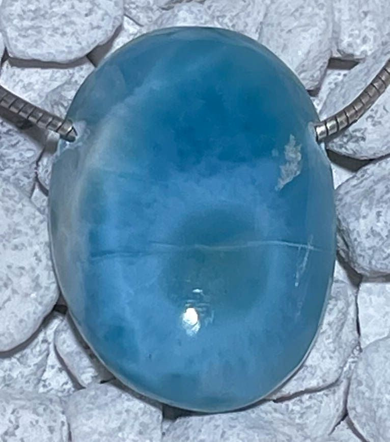 Larimar Trommelstein Edelstein Schmuck Ketten Anhänger - A Qualität #6384