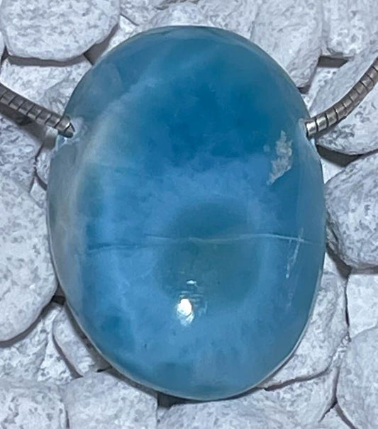 Larimar Trommelstein Edelstein Schmuck Ketten Anhänger - A Qualität #6384