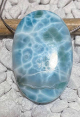 XL Larimar Trommelstein Ketten Anhänger Atlantisstein - Edelstein Schmuck - Sonderqualität #6712