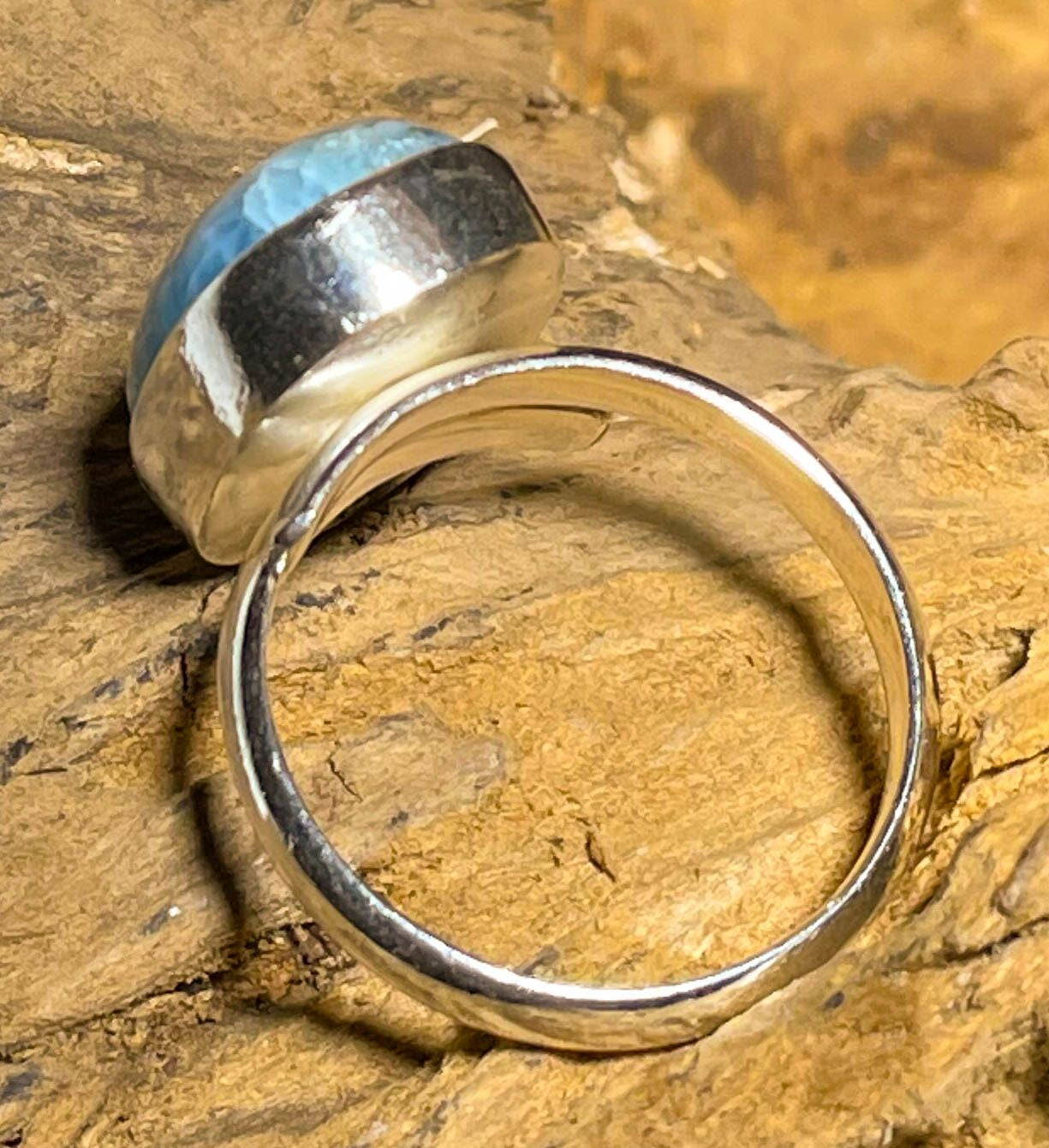 Larimar Ring aus 925er Silber Schmuck - Silberring - Größe variabel - #6442