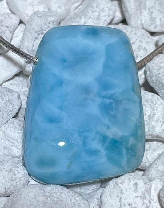 Larimar Trommelstein Edelstein Schmuck Ketten Anhänger - A Qualität #0028