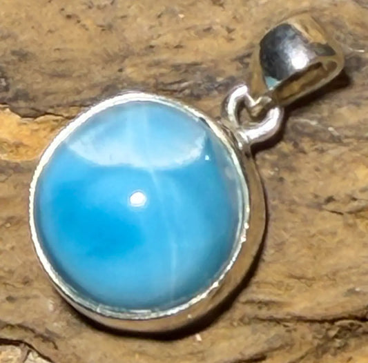 Larimar Schmuck Ketten Edelstein Anhänger - Atlantisstein - 925er Silber #7274