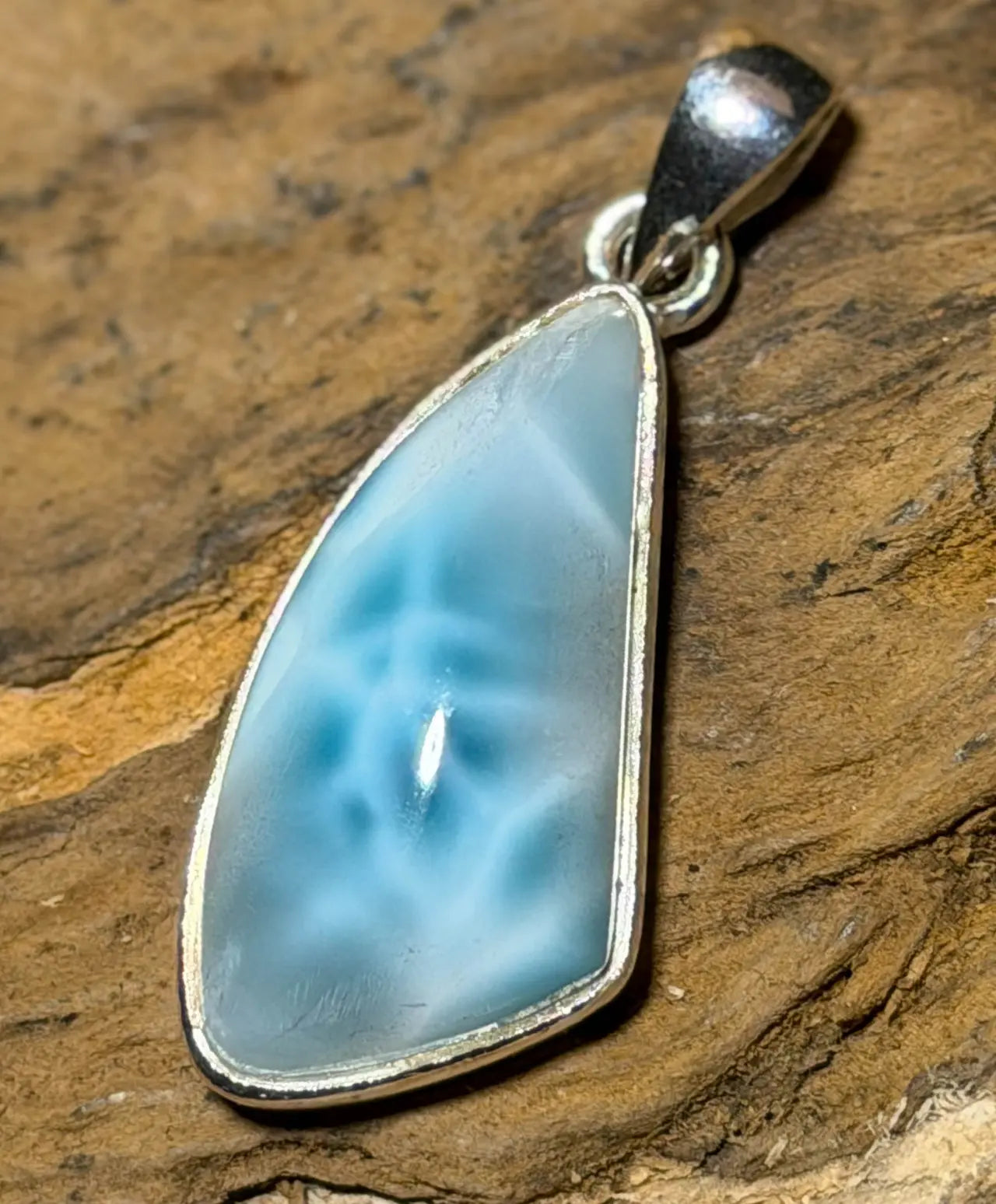 Larimar Schmuck Ketten Edelstein Anhänger - Atlantisstein - 925er Silber #7273