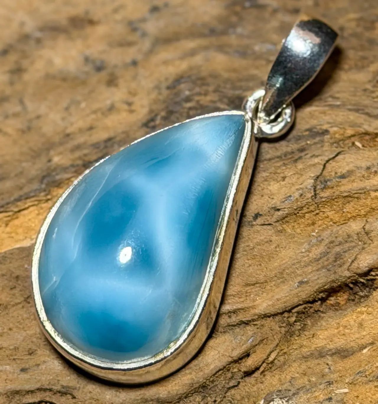 Ketten Anhänger mit Larimar - Atlantisstein - Edelstein - Silberanhänger - AAA Qualität - 925er Silber Schmuck #6409