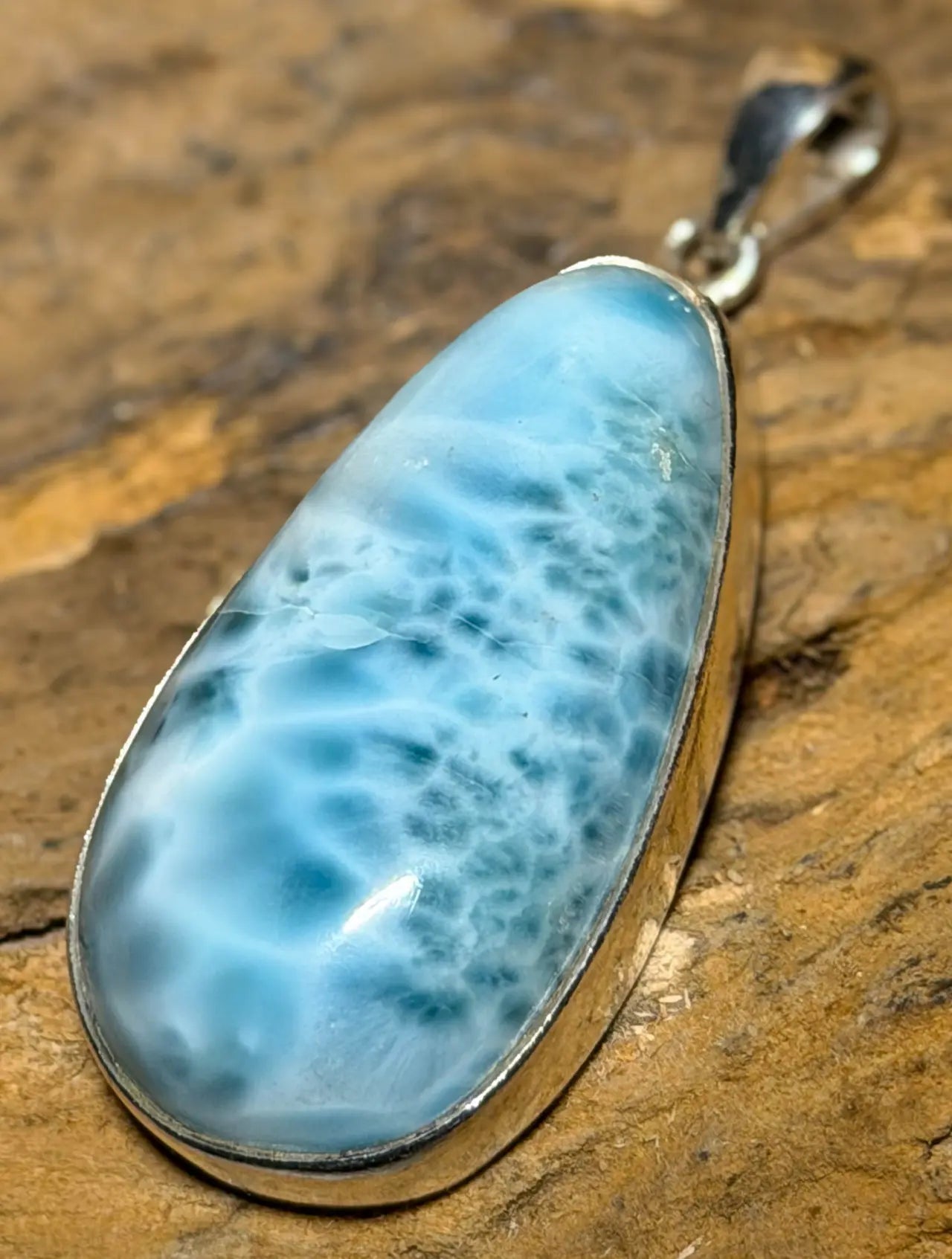 Anhänger mit Larimar - Atlantisstein - Edelstein - Silberanhänger - AAA Qualität - 925er Silber Schmuck #6418