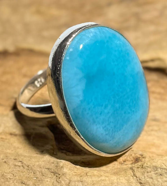 Larimar Ring aus 925er Silber - Silberring - Schmuck - Größe variabel - #6441