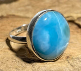Noble Larimar Ring made of 925 Sterling Silver - Silver Ring - Adjustable Size - #6458
