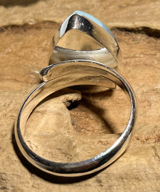 Larimar Ring aus 925er Silber Schmuck - Silberring - Größe variabel - #6459