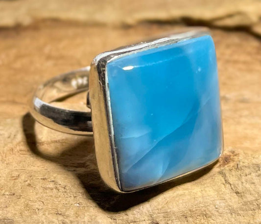 Larimar Ring aus 925er Silber Schmuck - Silberring - Größe variabel - #6457