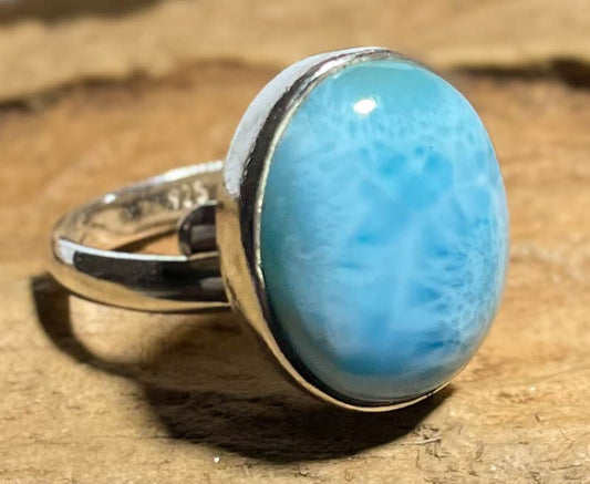 Larimar Ring aus 925er Silber Schmuck - Silberring - Größe variabel - #6461