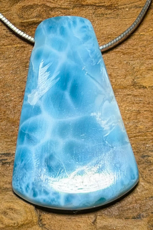 Larimar Trommelstein Anhänger Atlantisstein - Edelstein Schmuck Kette - A Qualität #5055