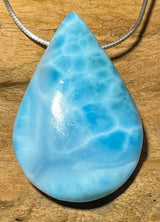 Larimar Trommelstein Anhänger Atlantisstein - Edelstein Schmuck A Qualität #5053