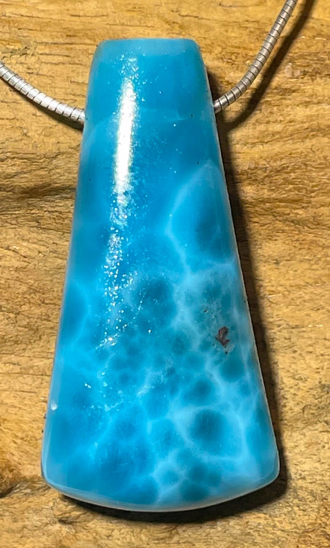 Larimar Trommelstein Edelstein Schmuck Ketten Anhänger - A Qualität #7018