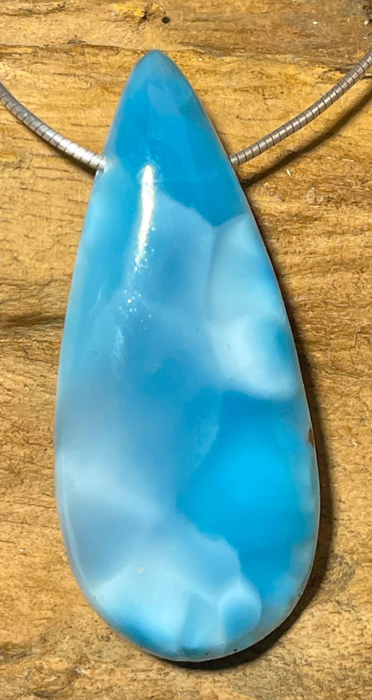 Larimar Trommelstein Ketten Anhänger Atlantisstein - Edelstein Schmuck - A Qualität #6715